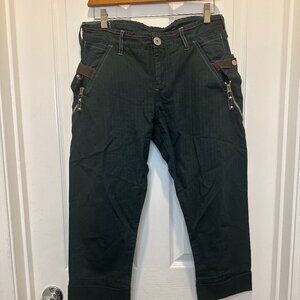 Le Jean de Marithe Francois Girbaud vintage cropped pants Y2K green double waist